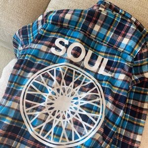 SoulCycle blue flannel